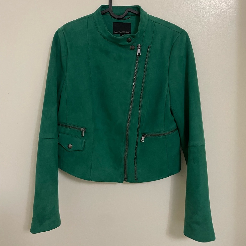 Banana Republic Women's Green Leather Jacket
